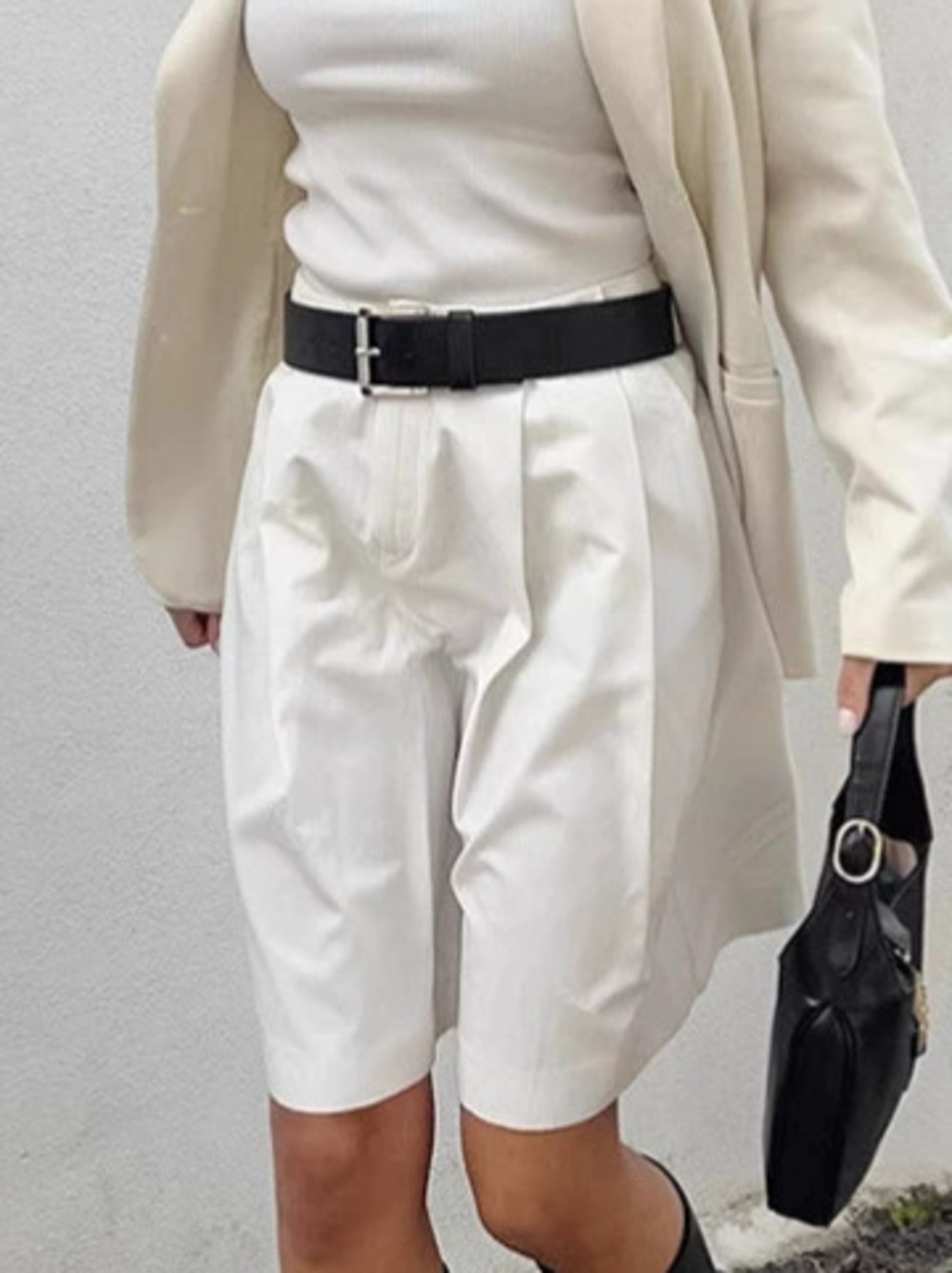 Forever 21 Office White Pleated Blazer Mini Skirt High Waist Summer